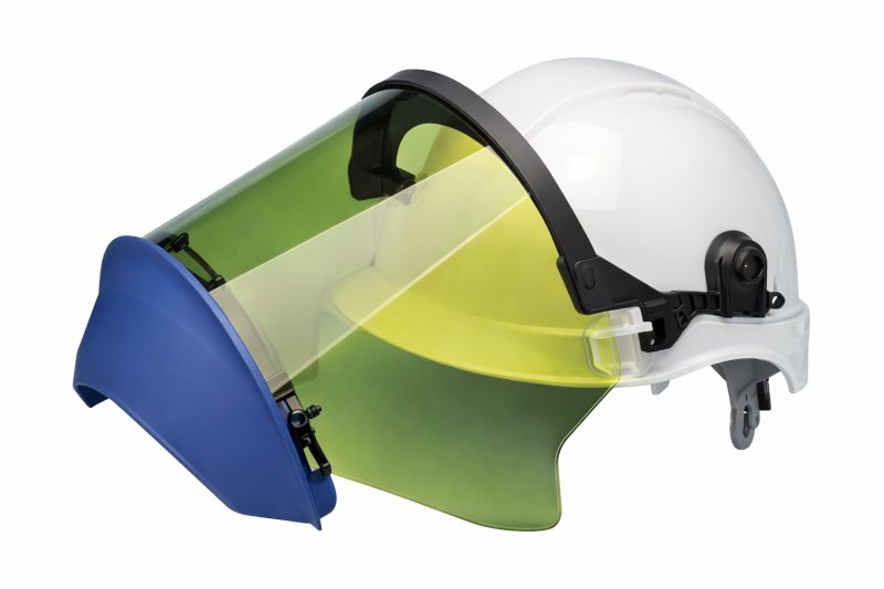 ARC-Shield with green anti-fog shield and chin protector