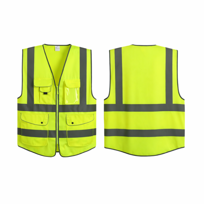 Rompi Keselamatan Visibilitas Tinggi dengan Strip Reflektif dan Kantong