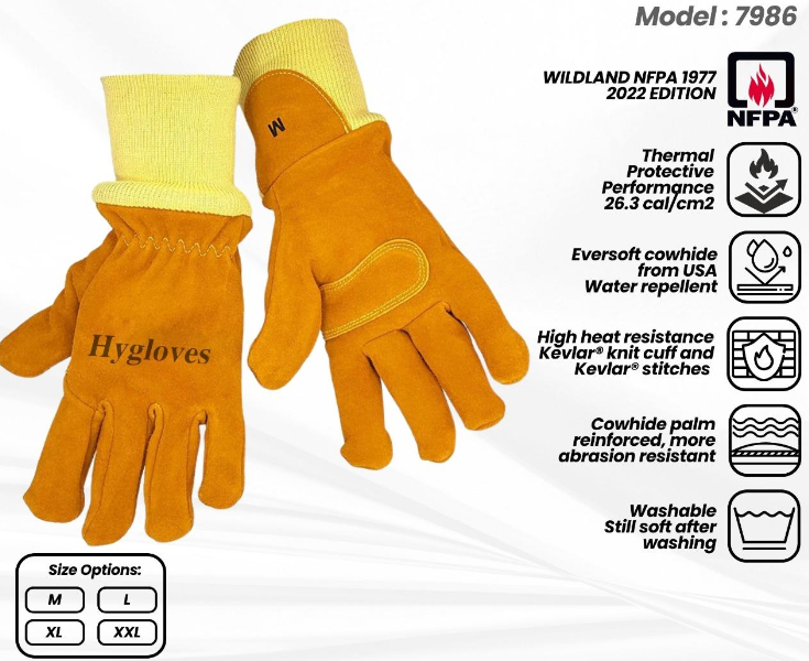 Sarung Tangan Pemadam Kebakaran Kulit NFPA Wildland (7986) - Image 2